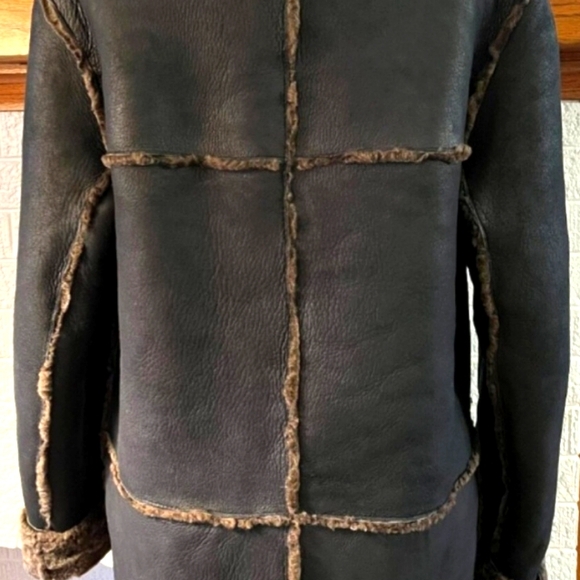 Hilary Radley Genuine Sheep Shearling Very Heavy Warm Leather Coat Size 8 - Picture 3 of 12